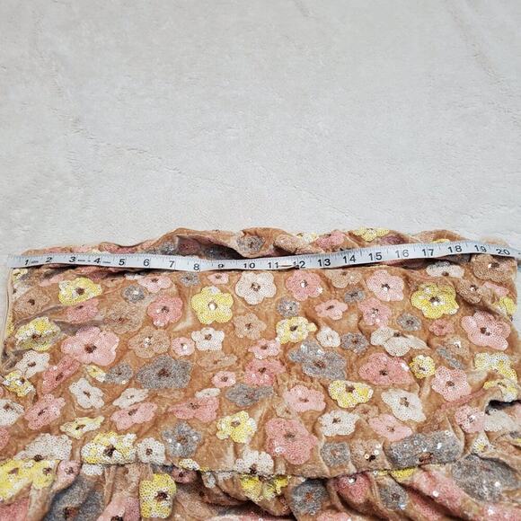 NWT Cider Beige Velvet Sequin Flowers Romantic Spring Strapless Mini Dress 3XL - Picture 14 of 16